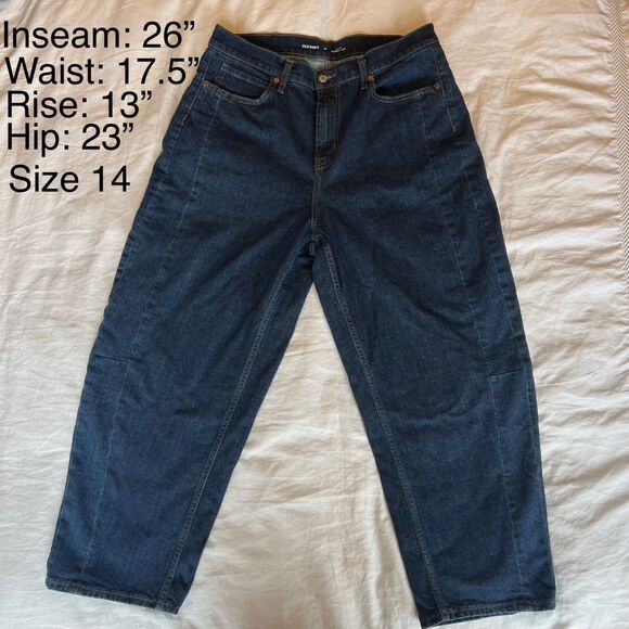 Old Navy Women's High-Waisted Barrel Ankle Jeans dark wash size 14 - Picture 3 of 14